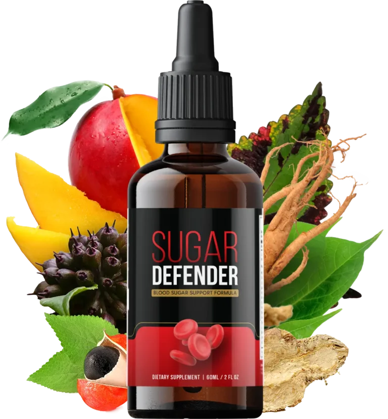Sugar Defender blood sugar support formula dietary supplement drops with natural herbal ingredients and fruits