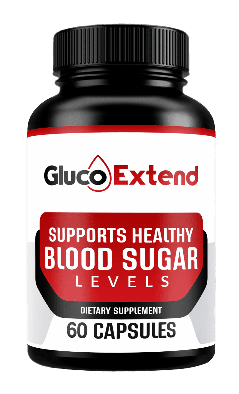 Gluco Extend dietary supplement bottle with 60 capsules supporting healthy blood sugar levels