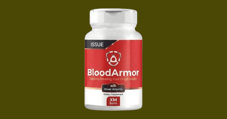 BloodArmor dietary supplement bottle with red and white label promoting nature's healing for blood health support
