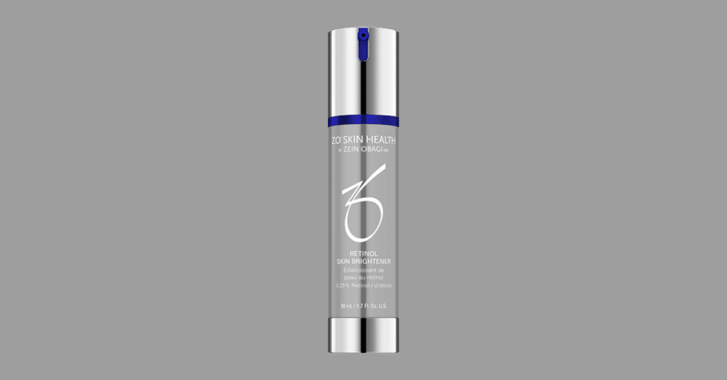 ZO Skin Health by Zein Obagi Retinol Skin Brightener 0.25% serum bottle in sleek silver packaging