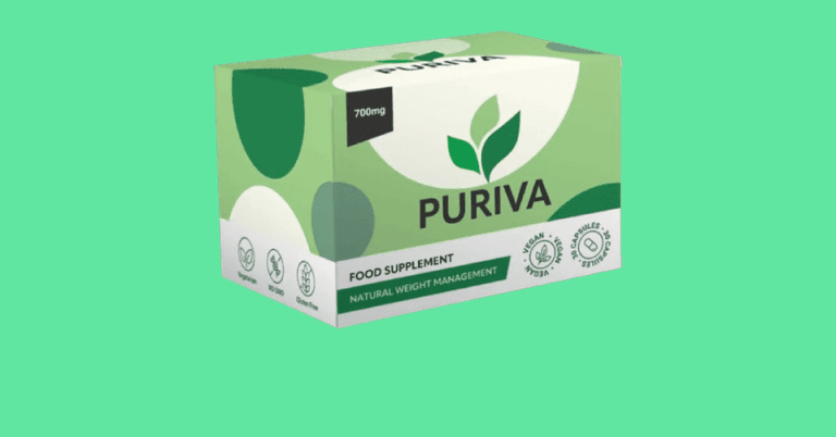 Puriva 700mg vegan food supplement box for natural weight management with gluten-free and non-GMO labels
