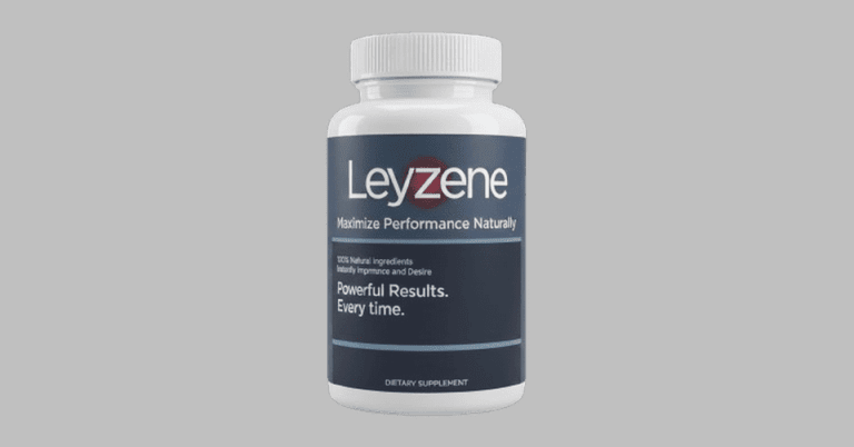 Leyzene dietary supplement bottle promoting natural performance enhancement with powerful results